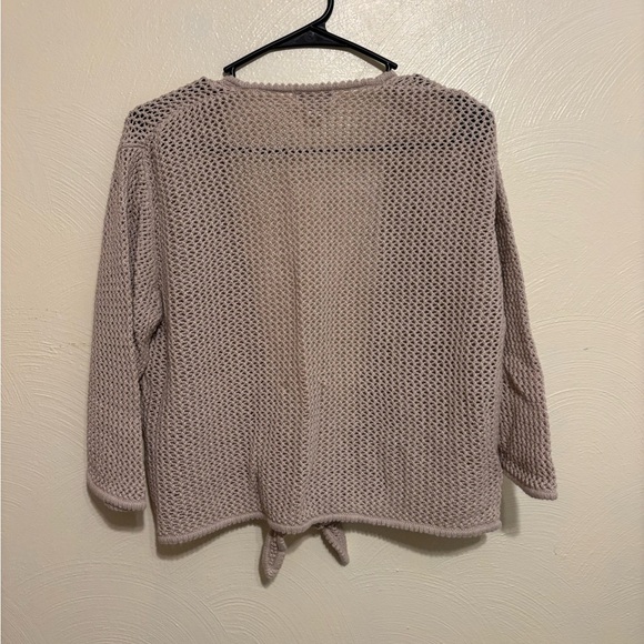 Christopher & Banks Cream Cardigan with Ribbed Knit and Tie-Front - Picture 8 of 8